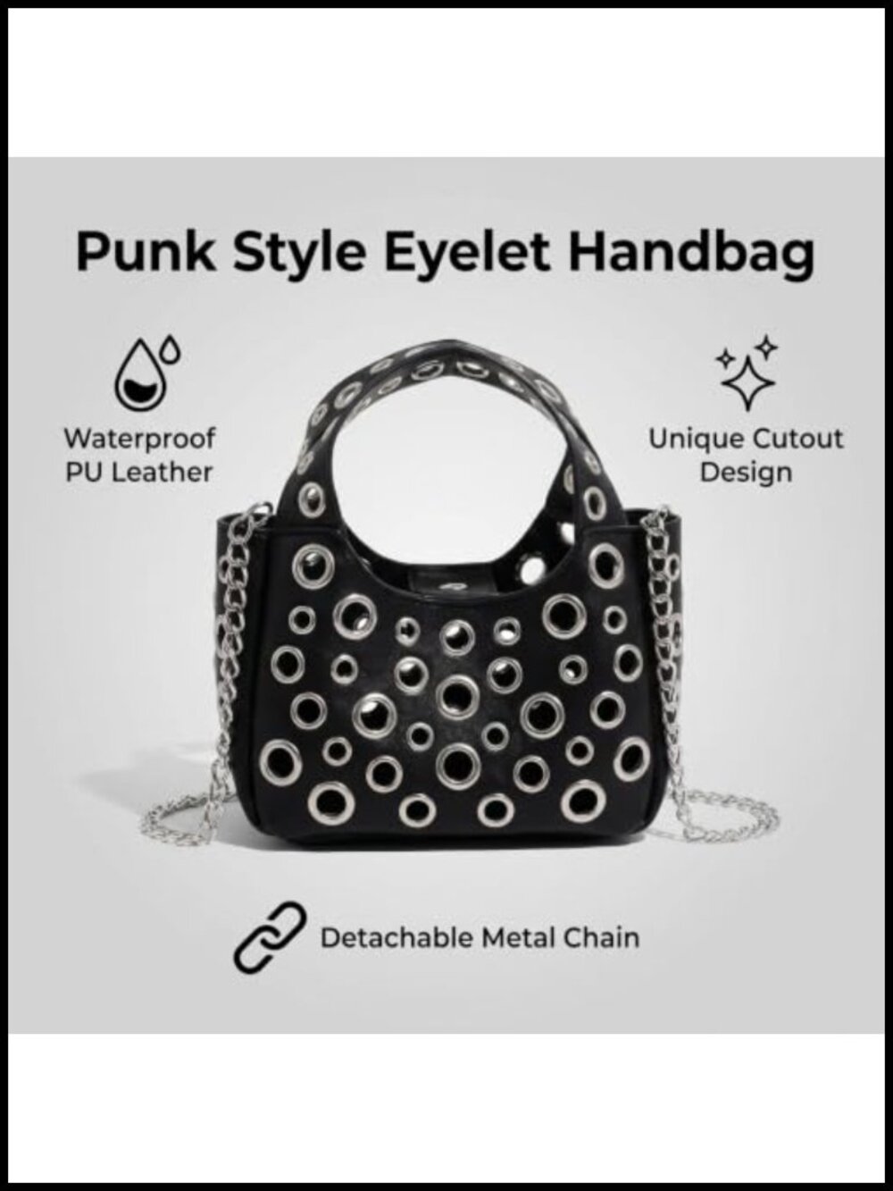 Y2K Punk Cutout Crossbody Bag for Women, Hollow Metal Ring Shoulder Purse with - Picture 3 of 6